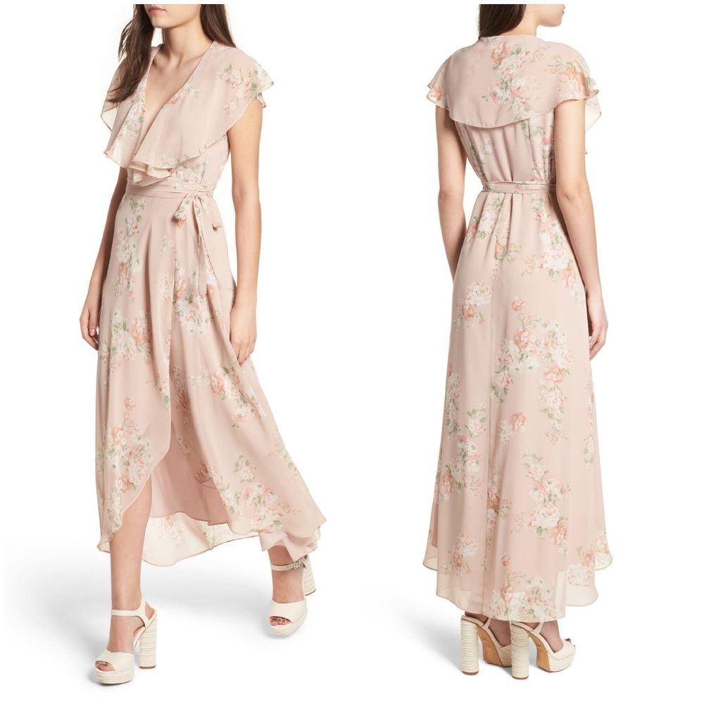 WAYF Polermo Floral Wrap Maxi Dress Sz Sm